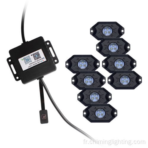 8pcs application Contrôle LED Rock Light 2 pouces LED DOME LUMIÈRE DOME RVB ROCK LED ROCK POUR LA VOTRE VAT